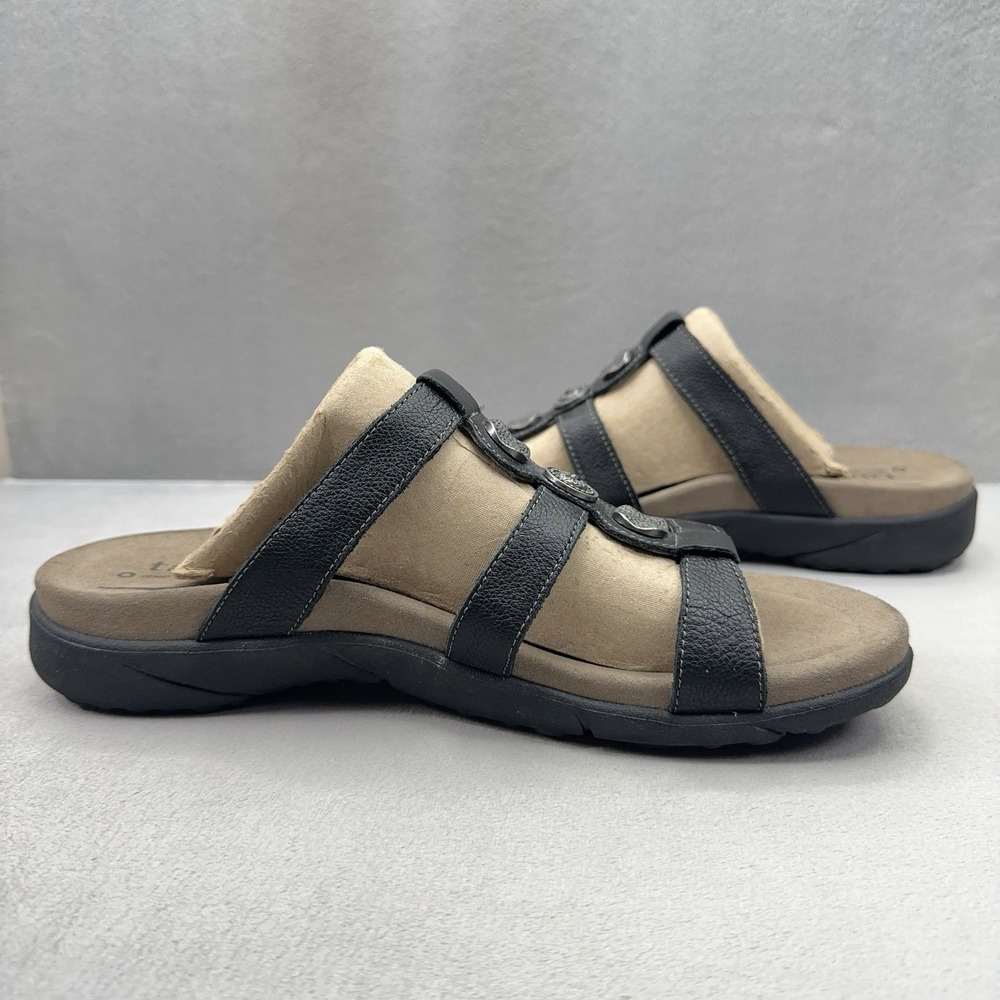 Taos Prize 4 Womens Size 11 Slide Sandals Black Leather Strappy Adjustable - Picture 5 of 8